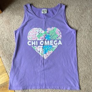 Chi Omega lilac purple tank top - comfort colors - size small